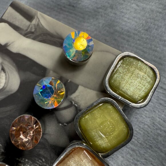 Vanity Multi-Color Stud Earrings Set Of 6 Pair Pierced Post Casual Collection - Picture 15 of 16